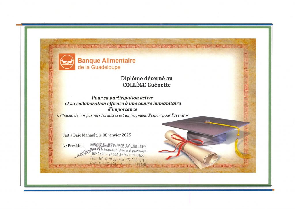 Diplome Banque Alimentaire